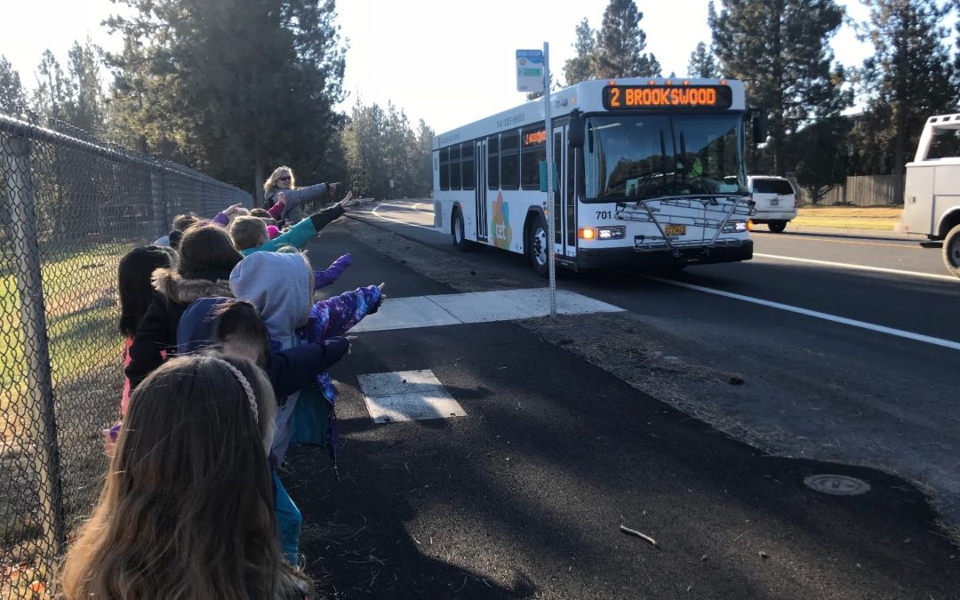 Elk Meadow students take a bus ride in Bend